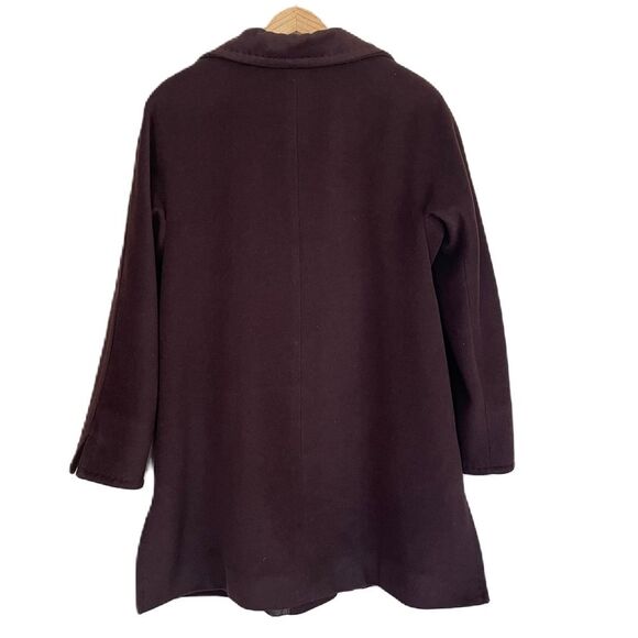 Ellen Tracy Mid Length Bordeaux Burgundy Wool Blend Pea Coat Women Jacket (Sz10) - Picture 3 of 12